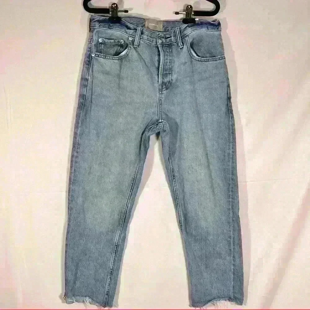 EVERLANE Womens The O-S Boyfriend Jeans Sz 28 Regular High Rise Medium Wash Cute